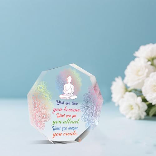 Buddhist Zen Gifts for Women Men Spiritual Meditation Gifts for Women Buddha Acrylic Sign Plaque Yoga Room Meditation Room Decor Sign Zen Den Buddhist Decor Gift for Yoga Lovers Instructor
