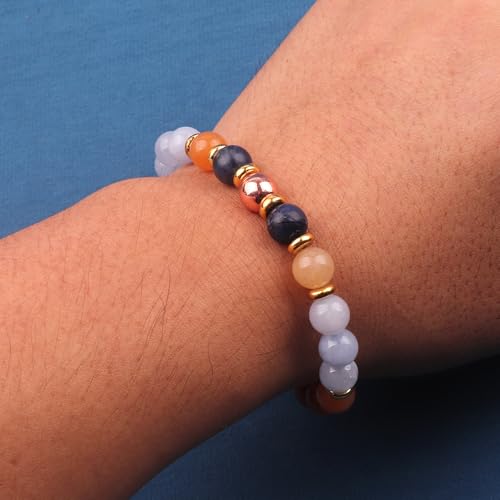 KSQS Healing Stone Bead Bracelet for Women, Natural Gemstones Balance Protection Bracelet, Spiritual Crystal Beads Bracelet Anxiety Relief with Meaning Card - style: And Breathe
