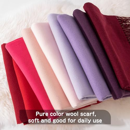Sumolux Scarf for Women Pashmina Shawls Wraps for Evening Dresses Wedding Bridesmaid Gifts Winter Warm Soft Scarves - color: Rose Red
