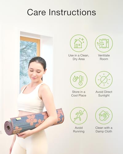 FULI Japanese Tatami Yoga Mat, Igusa Mat, Non-Slip Exercise & Fitness Mat for Pilates & Floor Workouts, Made in Japan, 1/4 in Thick, Sakura Fuji