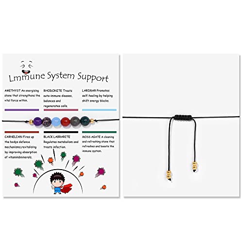 tenghong2021 Chakra Crystal Beaded Bracelet with Wish Card Adjustable Spiritual Anxiety Stone Beads Braide String Bracelet Yoga Meditation for Women Men Jewelry Birthday Gifts-Nervous