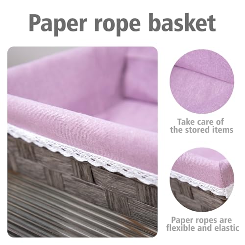 Paper rope baskets for organization, paper rope storage baskets, padded desk baskets