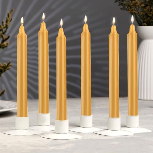 24 Pack Golden Spell Chime Candles – Premium Mini Unscented Taper Candles for Rituals, Prayer, Meditation, Altar, Spells – 4" Tall – Ideal for Witches & Spiritual Practices - color: Golden