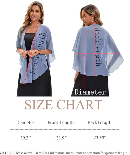 Baoqiya Chiffon Shawl Evening Scarf Shawls and Wraps for Women Wedding Party Bridal Scarves Cover Ups - color: Blue Grey