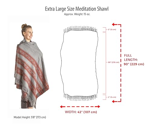 Meditation Shawl – Unisex Prayer Wrap, Large Scarf & Yoga Blanket – Soft, Lightweight & Multipurpose - color: Light Grey