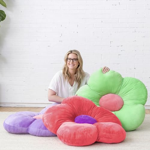 ECR4Kids SoftZone Flower Floor Pillow, Seating Cushion, Bright Pink - color: Bright Pink