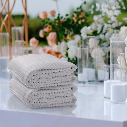 Buryeah 12 Pcs Flannel Throw Blanket Bulk 50 x 60 in Sleepover Blanket Outdoor Wedding Throw Lightweight, Oeko-tex Standard 100 Certified for Sofa Homeless Gifts (Light Gray) - color: Light Gray