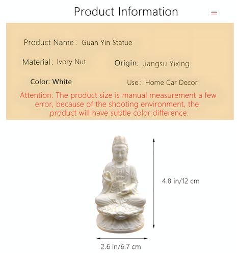 Ivory Fruit Guan Yin Statue,Kwan Yin Sculpture for Home Office Car Feng Shui Décor and Thoughtful Zen Ornamnt Gifting