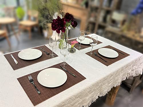 Set of 8 Pcs Bamboo Placemats Sushi Rolling Mat Japanese Style Natural Anti-Slip Bamboo Placemats Washable Heat-Resistant Table Mats for Dining Room and Kitchen(Chocolate) - color: Chocolate, size: Set of 8