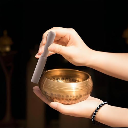 Tibetan Singing Bowls Set, Singing Bowls, Meditation Sound Bowl– Complete Meditation Bowl Kit with Cushion, Mallet & Guide – Perfect Tibetan Bell for Yoga, Relaxation, & Sound Healing