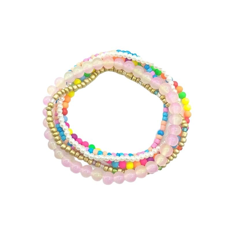 XAM Colorful Handmade Seed Beaded Bracelet for Women Boho Stackable Stretch Crystal Beaded Bracelet Summer Beach Holiday Birthday Jewelry Gifts - color: StyleE