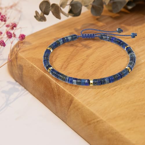 Thank You Gifts for Women: Teacher Appreciation Office Gifts for Coworkers Employee Boss Lady Manager Colleague Natural Stone Bracelet - color: LAZHULI-Begin