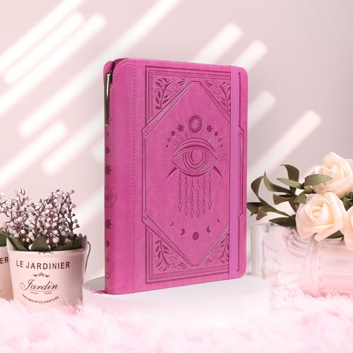 TIEFOSSI Lined Journal Notebook for Women Men, Leather Journal with Pen, A5 Evil Eye Hardcover Notebook for Work, Journaling, Travel & School, 100 GSM Thick Paper, 320 Numbered Pages, 6.2 x 8.3 in - color: Light purple