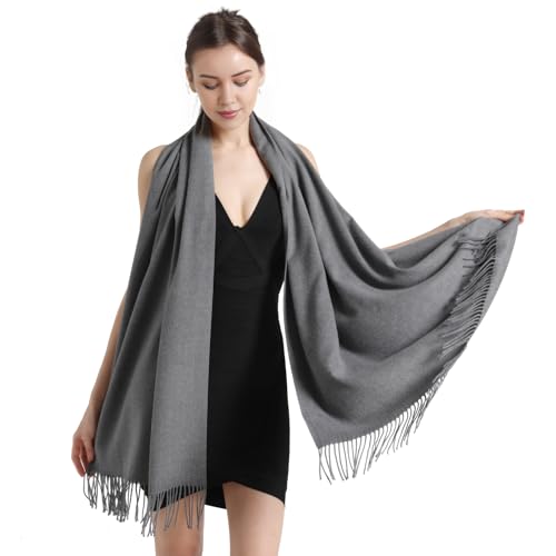 Pashmina Scarf and Shawl - Soft Women Pashminas Wrap for Wedding Evening Party dresses - color: Grey