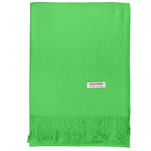 Falari Women's Soft Solid Color Pashmina Shawl Wrap Scarf, for Wedding, Bridesmaid Gifts, Evening Dress - color: Spring Apple Green