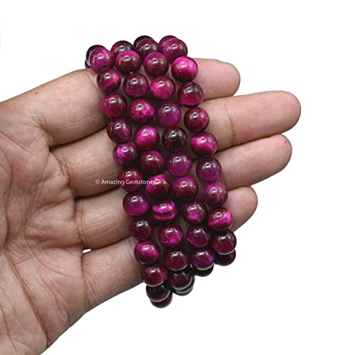 Amazing Gemstone Japa Mala 108 Prayer Beads Necklace and Wrist Mala Bracelet for Meditation - color: Pink Tiger Cats Eye, size: Without Knots