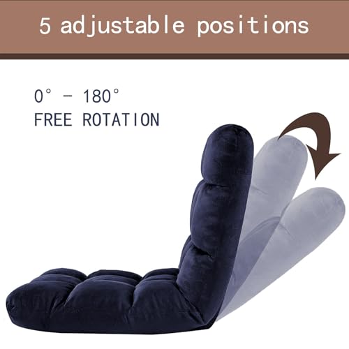 Indoor 5-Position Adjustable Floor Chair with Back Support Folding Padded Gaming Sofa Chair, Lounge Chair for Adults Video Gaming, Perfect for Meditation, Reading QL050-NA