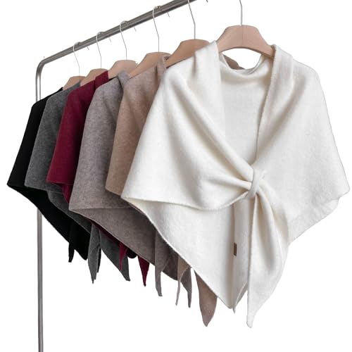 Women's Pashmina Shawls Wraps Soft Knitted Poncho Cardigan Cape Cashmere Feel Shoulder Top Sweater Triangle Scarf - color: Light-grey