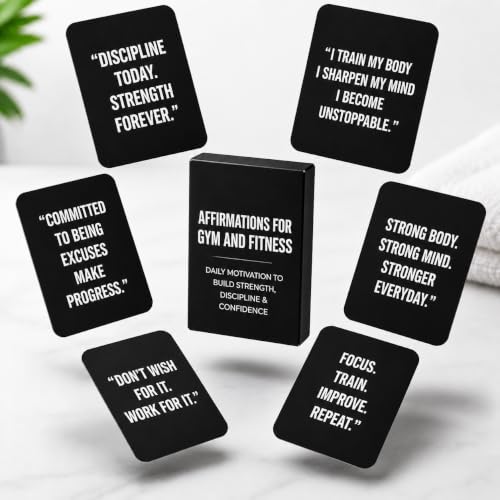 Gym & Fitness Affirmation Cards For Men Women Teens, 50 Daily Affirmations Deck for Motivational Workout Inspiration for Athletes Weightlifting