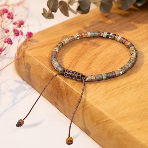 Thank You Gifts for Women: Teacher Appreciation Office Gifts for Coworkers Employee Boss Lady Manager Colleague Natural Stone Bracelet - color: RED-MAKER