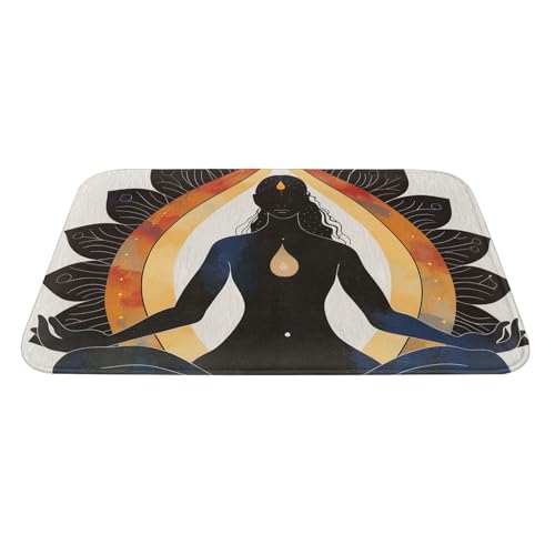 Yoga Meditation Printed Flannel Non - Slip Floor Mat 16x24in - Soft Plush Microfiber Rug for Every Indoor Space - color: Yoga Meditation