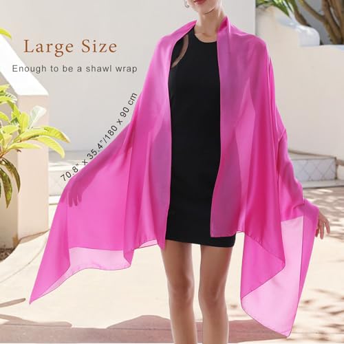 RIIQIICHY Women Shawls and Wraps for Evening Dresses Like Chiffon Silk Scarf Formal Silky Pashmina Shawls for Weddings - color: Rose Pink