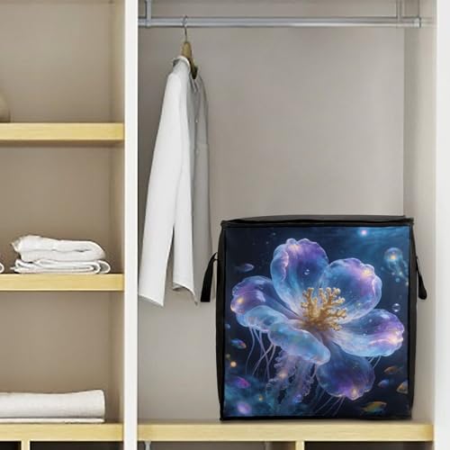 Oceanic Bloom Storage Bag Portable Closet Organizer Storage Bags Quilt Storage Bags with Zippered Breathable Storage Bag with Carry Handles for Blanket Pillow Bedding