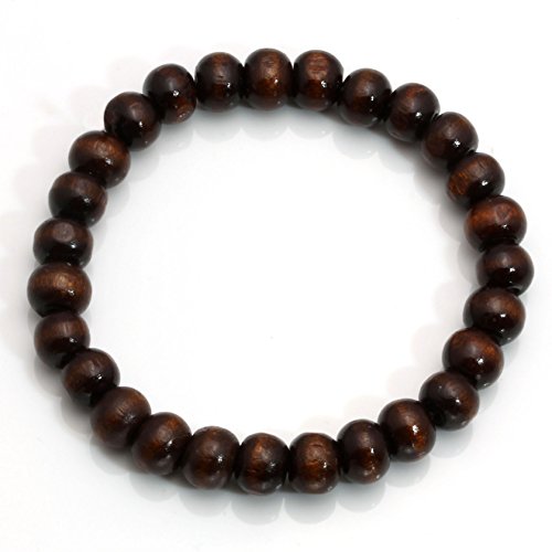Men Womens 8mm Natural Wood Beads Bracelet for Mala Prayer Meditation Link Wrist…