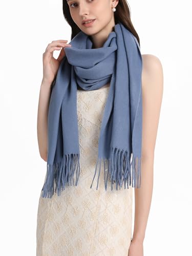Pashmina Shawl and Wraps for Evening Dresses Resemble Cashmere Scarf for Women Wedding Winter Warm Shawls - color: Dusty Blue