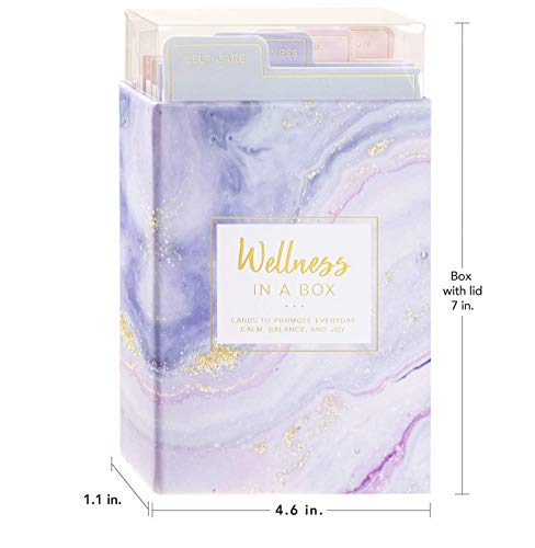 Eccolo Wellness in a Box, 60 Encouragement Cards, Health and Wellness Cards with 4 Tabbed Dividers for Self-Care, Mindfulness, Sleep & Intuition, Card Box with Guided Cards (4.6-x-7-x-1.1 Inches)