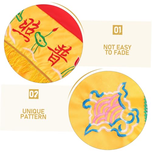 MAGICLULU Temple Embroidery Buddha Cover Cloth Lightweight Dragon Tent Wall Hanging Curtain for Buddhist Decor Yellow Design for Worship and Meditation