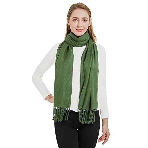 Soft Silky Pashmina Shawl Wraps Solid Colors Scarf for Wedding Evening Dresses - color: U-dark Green