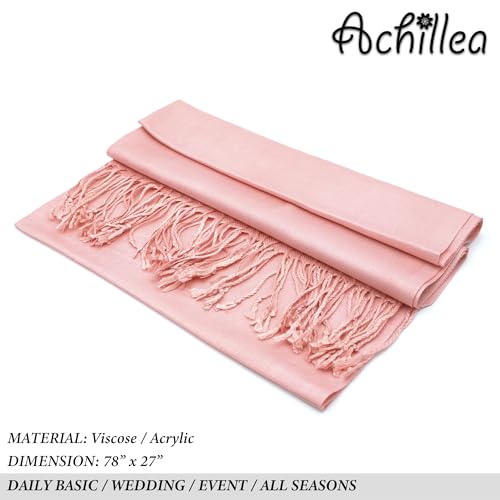Achillea Lightweight Pashmina Scarf for Women – Soft Silky Shawl Wrap for Evening Dresses, Bridesmaids & Everyday Wear - color: Blush Pink
