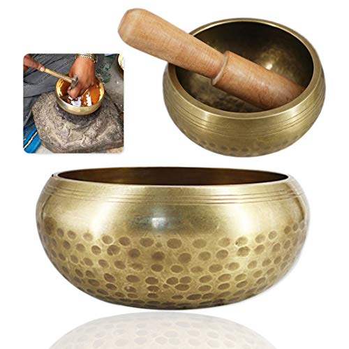 Healing Meditation Yoga Bowl Set Decorative-Wall-Dishes Resonancewith Mallet Handmade Tibetan Singing Bowl (Size : 8CM) ()