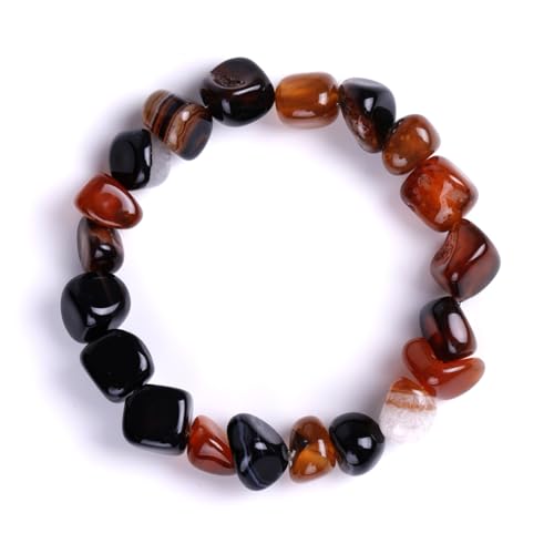 HZHRony Healing Crystal Stone Beads Bracelet Irregular Gemstone Beaded Bracelets For Women and Men Anxiety Relief Yoga Bracelet Jewelry Gifts 7 Inch - color: Brown Agate