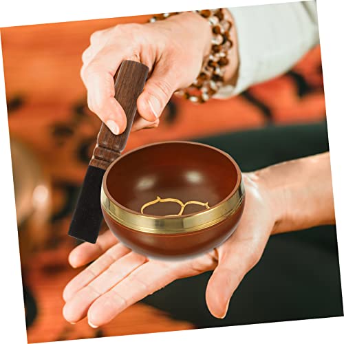 1set Tibetan Singing Bowl Meditation Set Mallet Cushion Handcrafted Copper Bowl for Yoga Mindfulness Sound Healing Diameter Orange