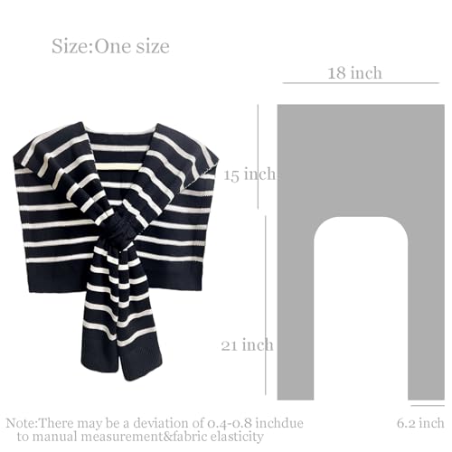 Sweater Shawl Wraps for Women Fashion Knitted Shoulder Shawls Ponchos Casual Sweaters Scarf Cape Wraps with Sleeves - color: 14 Black Stripe