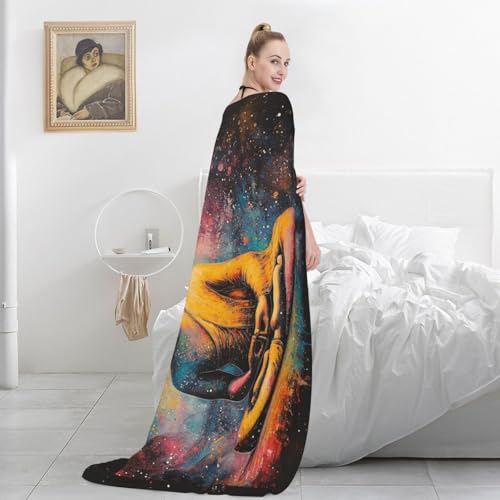 meditating monk portrait blanket,double-sided fleece with zen artwork,hypoallergenic & lightweight,perfect for yoga practitioners,spiritual gift,Suitable for beds,sofas and offices 60X80 Inch