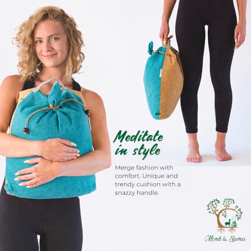 MONK & LLAMA Meditation Cushion Floor Cushion for Yoga & Sitting – Zafu Pillow for Proper Posture & Spinal Alignment, Comfortable Buckwheat Support with Washable Cover for Meditation, Home & Office