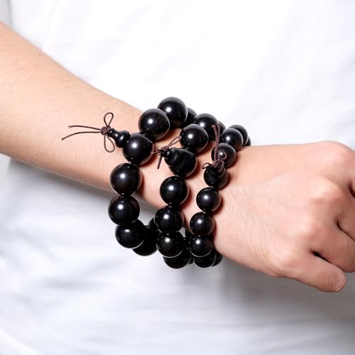 Wooden Prayer Bead Bracelets Traditional Buddhist Mala Bracelet,1pc/pack - size: Dia.18X13mm, style: HeiTanJG