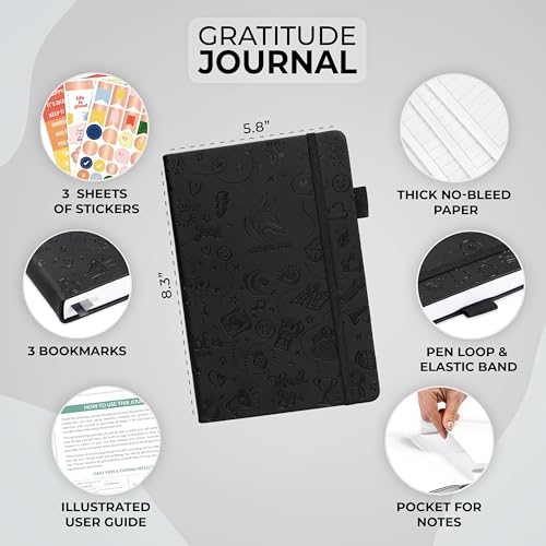 Clever Fox Gratitude Journal – Happiness, Positivity & Affirmation Daily Journal – Inspirational Daily Notebook – 3 Months, A5 (Black) - color: Black, size: A5 (5.8″ x 8.3″)