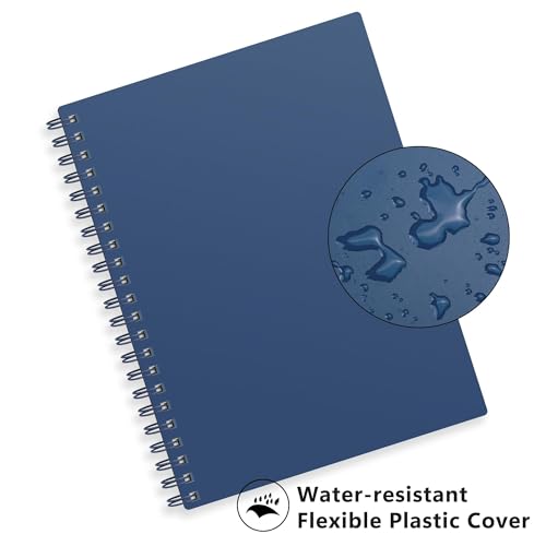 RETTACY Blank Journal Notebook, 300 Pages, A4 Large Size (8.2'' x 11.2''), 120 GSM Thick Paper, Flexible Plastic Cover, Spiral-bound, for Sketching, Drawing, Painting (Navy Blue) - color: Navy Blue