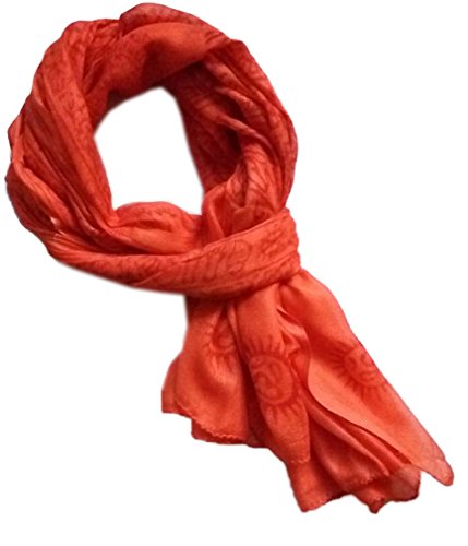 KVR Hindu Pooja Religious Cotton Indian prayer scarf with OM Krishna Ganesha Shiva Nataraja yoga spiritual auspicious prints - color: Orange-ganesha-2