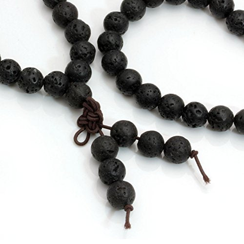 Natural Lava Rock Stone 108 Buddhist Prayer Beads Tibetan Mala Bracelet Necklace… - style: 6mm