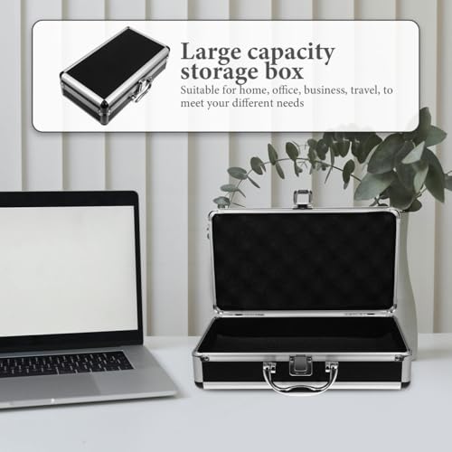 ERINGOGO Aluminum Attache Case - 12inch Lock Metal Briefcase with Ripple Foam, Hard Aluminum Carrying Case for Men, Universal Portable Tool Case for Laptop/Luggage/Instrument Black