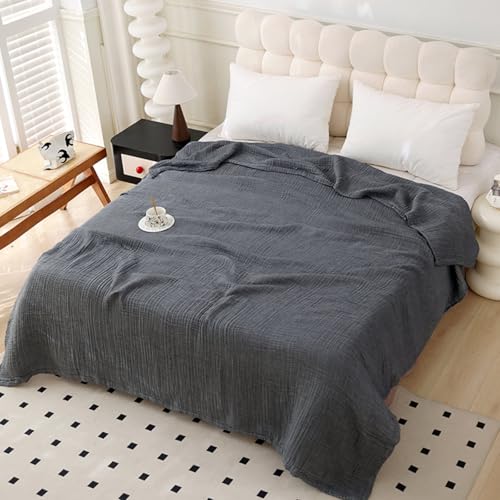 Boho Throw Blanket, 100% Cotton Ultra Soft Luxury Throw Rustic Quilt, Muslin Breathable Soft Bed Throw ,All Throw for Sofa Couch Chair 60×80 Inch (Grey Blanket, 60x80 Inch) - color: Grey, size: 60x80 Inch