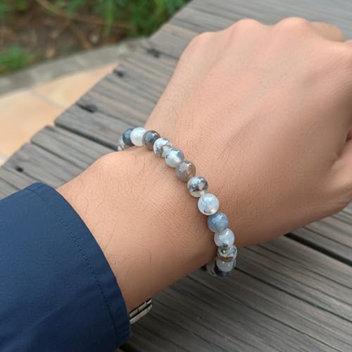 The Alchemist's Arcanum Adjustable Beaded Wrist Accessory for Men and Women, Stretch Fit Stone Bead Jewelry for Daily Wear and Gifting - color: Larvakite