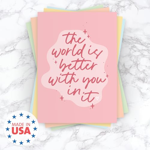 Mental Health Quote Encouraging Cards / 10 Positivity Note Cards With White Envelopes / 5" x 7" Colorful Pastel Encouragement Greeting Card Set / 5 Everyday Motivational Designs / Made In The USA - color: Pastel Mental Health Quotes