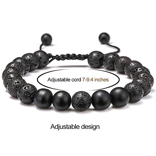 M MOOHAM Fathers Day Gift Mens Bracelet - Beaded Natural Stone 8mm Tiger Eye Matte Agate Lava Rock Bracelets for Men Teen Boys Grandpa Dad Birthday Gifts Jewelry - style: Lava Rock&Yellow Tiger Eye&Matte Agate Bracelets