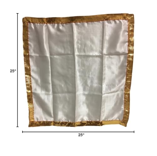 Indian Yoga Meditation Shimmer Sequin Silk Square Prayer Altar Cloth (25" x 25) (White Solid) - color: White Solid